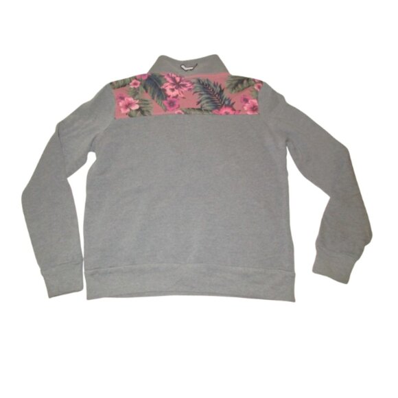 Victoria’s Secret PINK Floral Quarter Zip Pullover Gray Sweatshirt Women’s Sz S - Picture 3 of 4